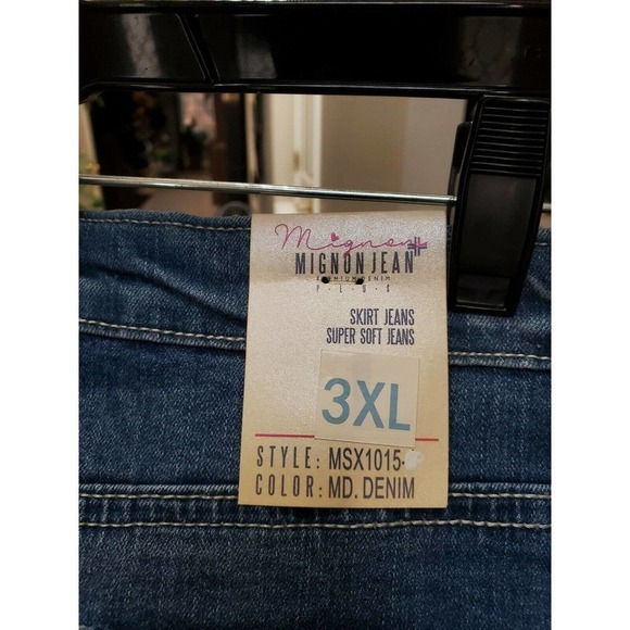 Mignon Women Blue Denim Cotton Blend Distressed A-Line Jean Skirt Size 1,2 & 3XL - Picture 10 of 12
